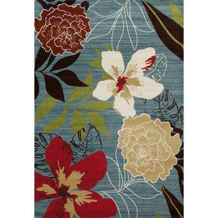 ART CARPET 9 X 12 Ft. Antigua Collection Tropical Floral Woven Area Rug, Aqua 841864117710